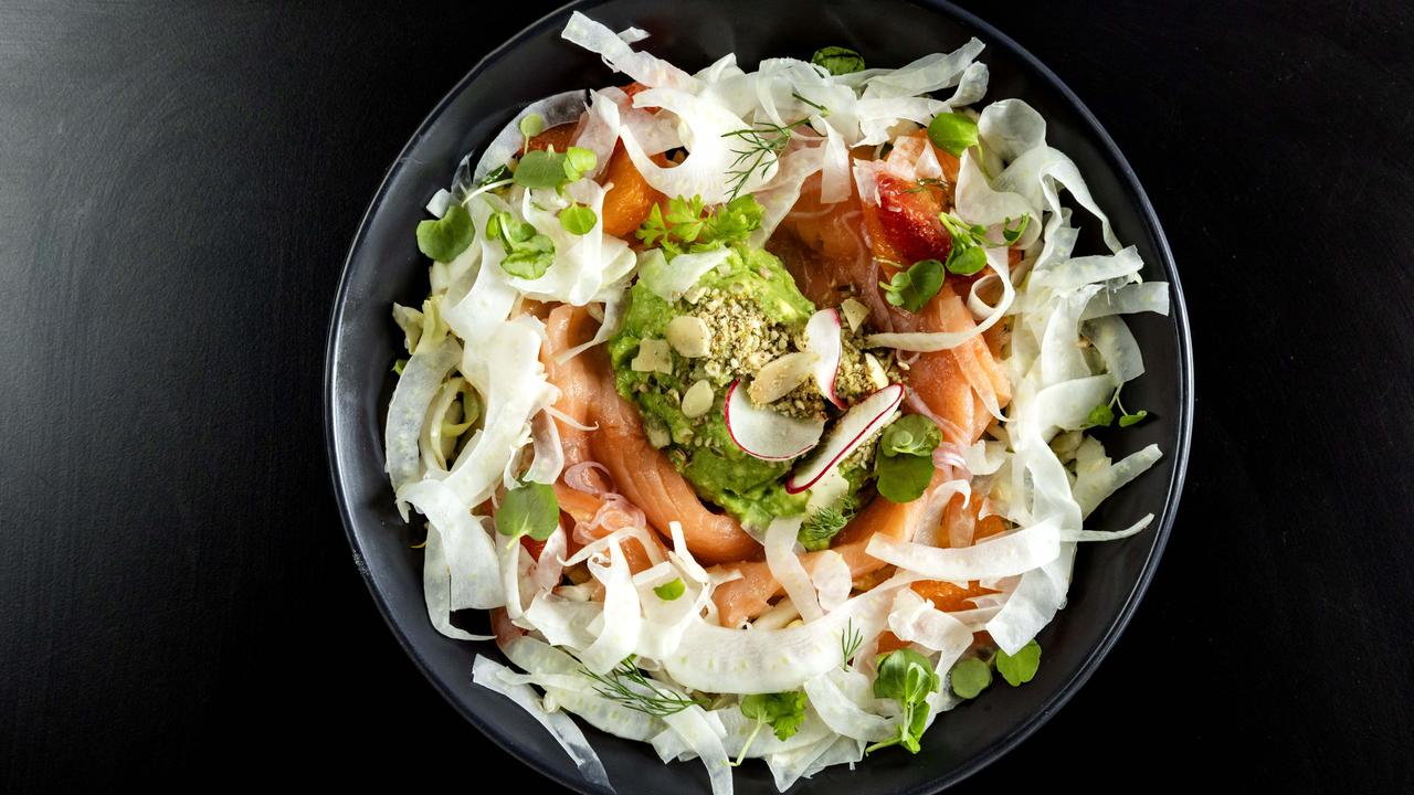 Cured salmon and avocado salad at Grown, West End. Picture: Richard Walker