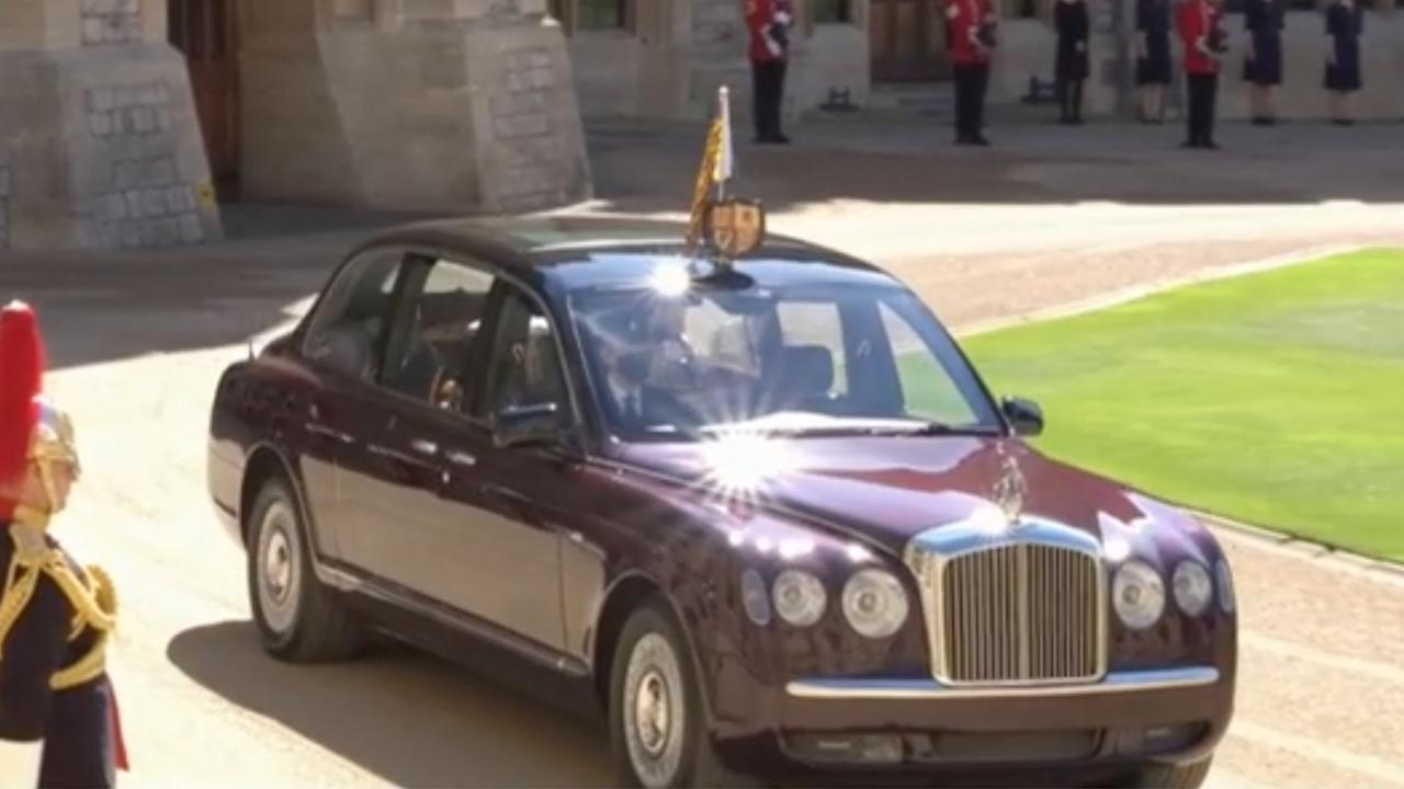 The Queen brought up the rear in a Bentley. Picture: BBC