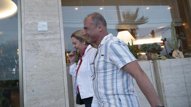 Annastacia Palaszczuk and Dr Reza Adib outside the Royal Continental Hotel in Naples. Picture: Victor Sokolowicz