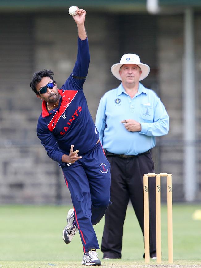 VTCA: Geeth Always bowling for St Albans. Picture: George Sal