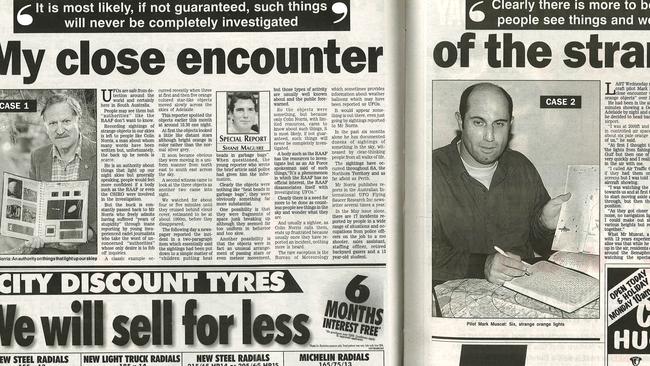 Clipping from Mark Muscat's UFO encounter in 1998