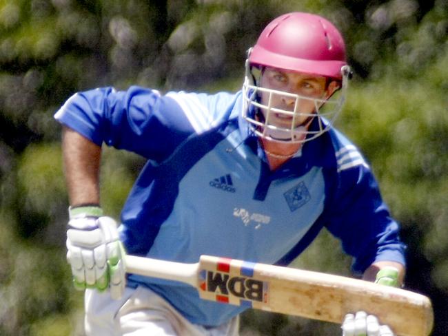 Dane Hutchinson in action for Queensland Premier Cricket club Norths in 2009.