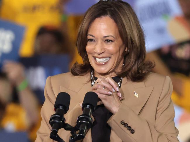 CLARKSTON, GEORGIA - OCTOBER 24: Democratic presidential nominee, U.S. Vice President Kamala Harris, speaks during a campaign event with former U.S. President Barack Obama at the James R Hallford Stadium on October 24, 2024 in Clarkston, Georgia. Harris and Republican presidential nominee, former U.S. President Donald Trump, continue campaigning in battleground swing states before the November 5th election.   Alex Wong/Getty Images/AFP (Photo by ALEX WONG / GETTY IMAGES NORTH AMERICA / Getty Images via AFP)