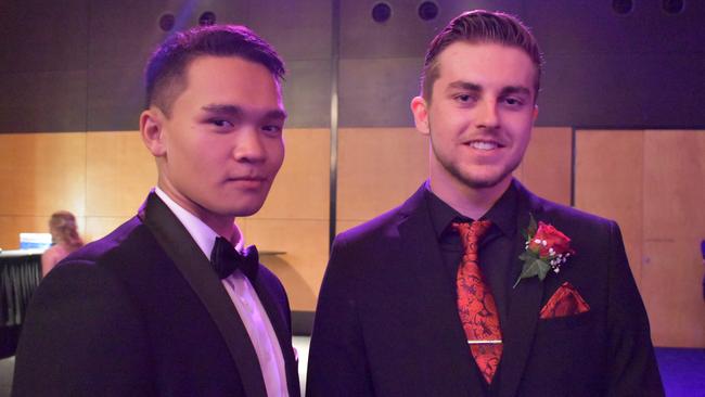 Joshua Wright and Conor Notman at the Mackay State High School formal at the MECC, on Wednesday November 18. Picture: Zizi Averill