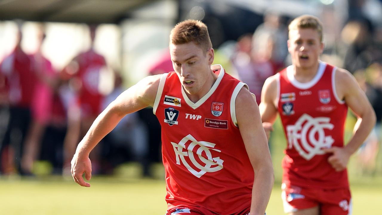 Jayden McHenry chases the ball against Barwon Heads in 2022.