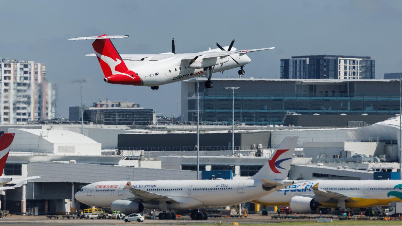 A man was arrested at Sydney Airport after he was allegedly found with a disassembled shotgun in his luggage. Picture: NewsWire / David Swift