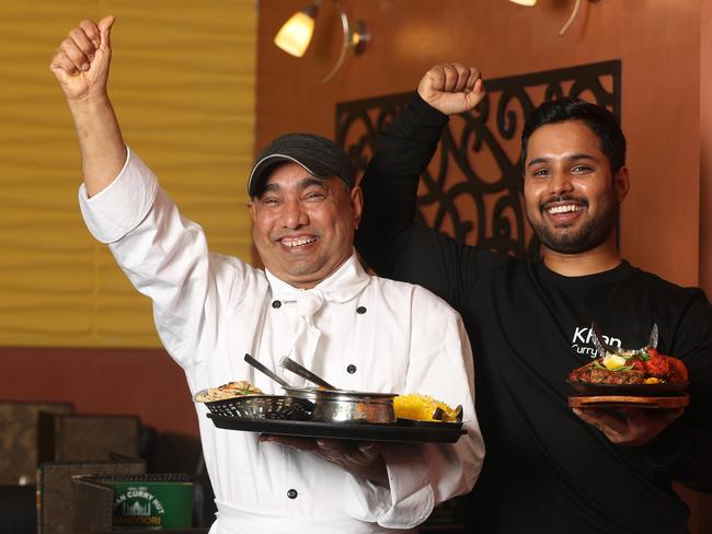 Khan Currry Hut chef Jameel Ahmad and restaurant owner Zeeshan Jameel. Khan Curry Hut won best Indian Restaurant in Geelong. Picture: Alan Barber