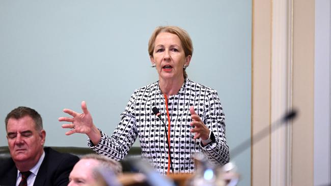 Di Farmer speaks during Question Time at Parliament House in Brisbane. Picture: Dan Peled / NCA NewsWire