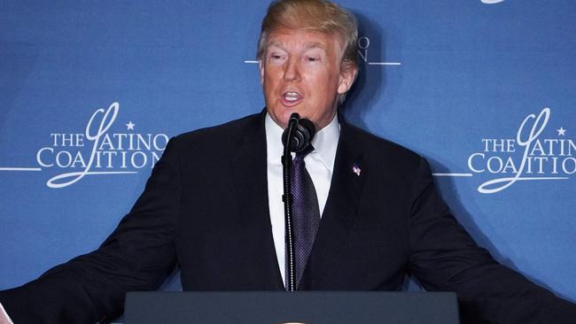 US President Donald Trump addresses the Latino Coalition. Picture: AFP