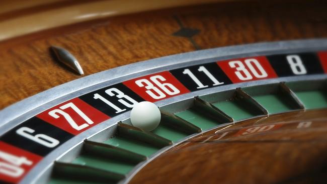 Roulette wheel, with ball in thirteen slot. Gambling. Generic image.