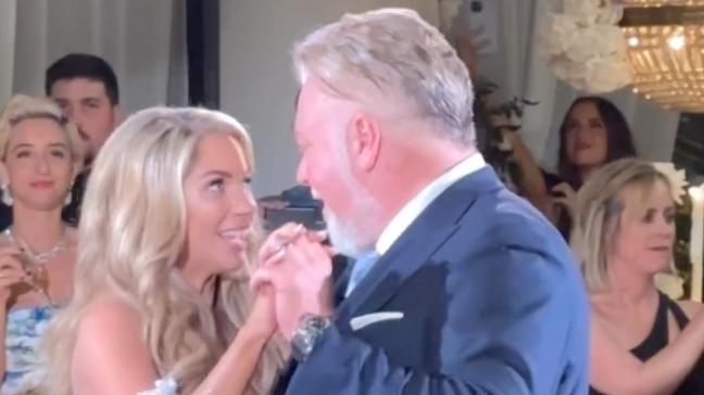 Kyle Sandilands and long-term partner Tegan Kynaston had the first dance after their wedding. Picture: Instagram / KISS 1065