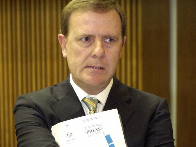 Peter Costello in Canberra’s budget lockup in 2003.