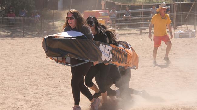 Racing at the Henley on Todd in Alice Springs, Saturday, August 17, 2024. Picture: Gera Kazakov