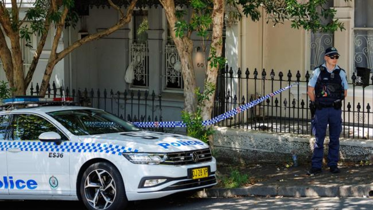 Police outside Mr Baird’s Paddington house.