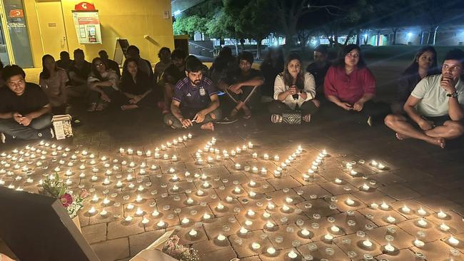 The Bangladeshi Student Association of Charles Darwin University held a vigil for Md Ishaqur Rahaman on Friday night. Picture: Facebook/Bangladeshi Student Association