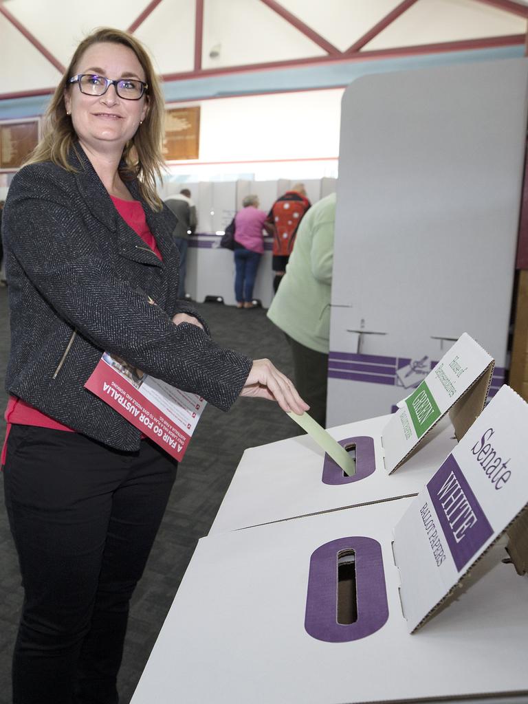 Braddon Labor MP Justine Keay votes at East Devonport. PICTURE CHRIS KIDD