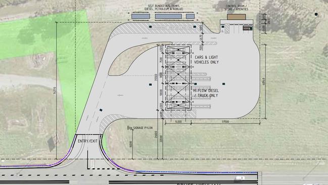 Crokers Fuels and Oils has approval from Whitsunday Regional Council to build a new self-service unmanned service station at 237 Bruce Highway in Proserpine. Picture: Documents supplied to the council.