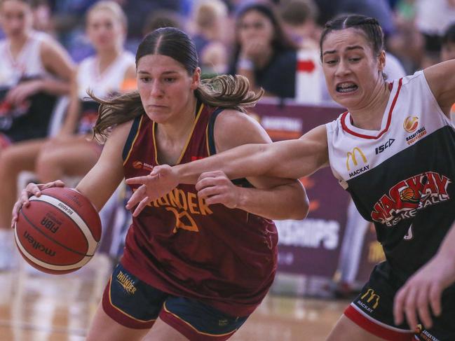 Logan Thunder V Mackay Meterorettes  at the  Basketball Queensland Club State Championships 2025.Picture: Glenn Campbell