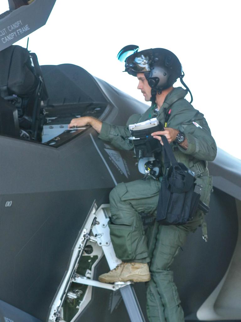 Australian Top Gun's prepare for a mission as one of RAAF's new additions , The F-35A Lightning 2 will be among 50 fighting planes involved in Exercise Arnhem Thunder 21 over the Top End . Picture Glenn Campbell