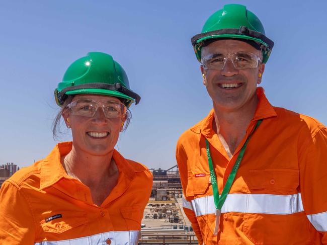 PETER MALINAUSKAS - Upper Spencer Gulf. MALINAUSKAS with BHPÃs Anna Wiley at the Olympic Dam Copper Refinery. Monday 26 February 2024. Picture: Ben Clark