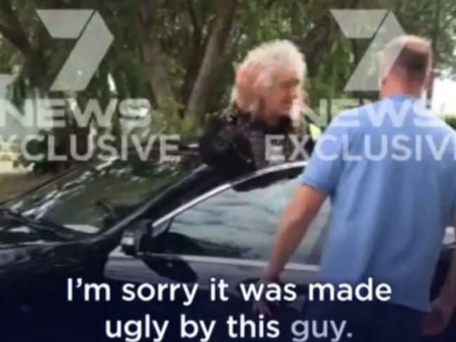 May apologises to fans after the altercation. Picture: Channel 7