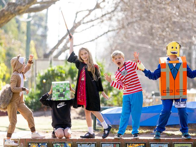 L-R Goldie, 7, Harley, 8, Poppy, 8, Sonny, 8 and Xander, 9Book Week - best dressed kids in their Book Week outfits. Picture: Jason Edwards