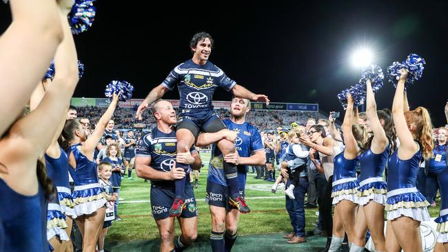 It was an emotional night in Townsville. AAP Image/Michael Chambers.