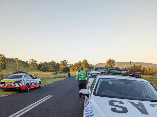 Hannah Thomas and Bodee Caruana were arrested in a paddock at Bentley, near Lismore after fleeing police following a vehicle stop in North Lismore in January 2025. Picture: VRA Rescue NSW