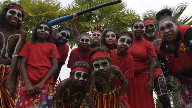 Garramilla Dancers at the smoking ceremony at Darwin Waterfront celebrations. Picture: (A)manda Parkinson