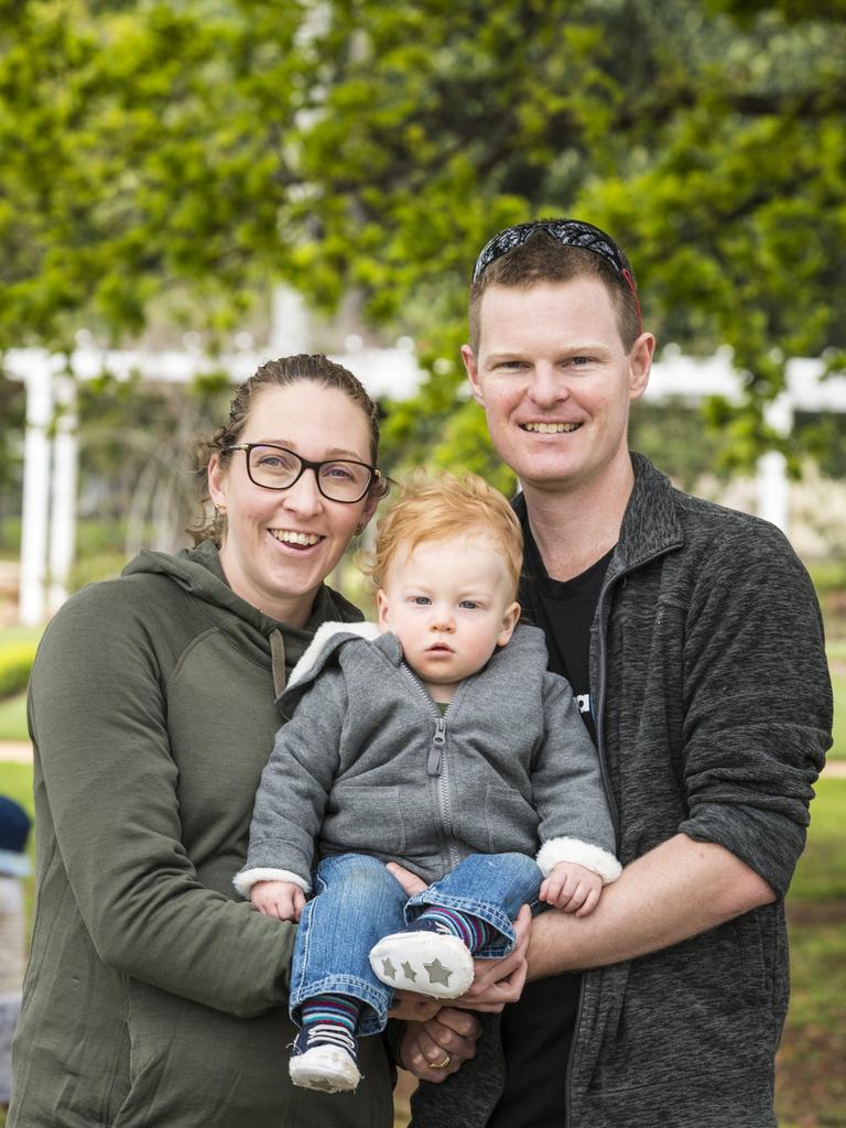 Bart Edwards with wife Amy Edwards at their son Henry at the Man with a Pram event on Father's Day, Sunday, September 5, 2021. Picture: Kevin Farmer