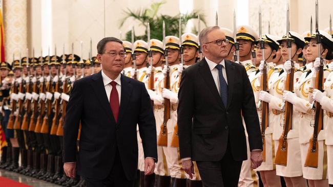 The PM is greeted by Chinese Premier Li Qiang. Picture: PMO