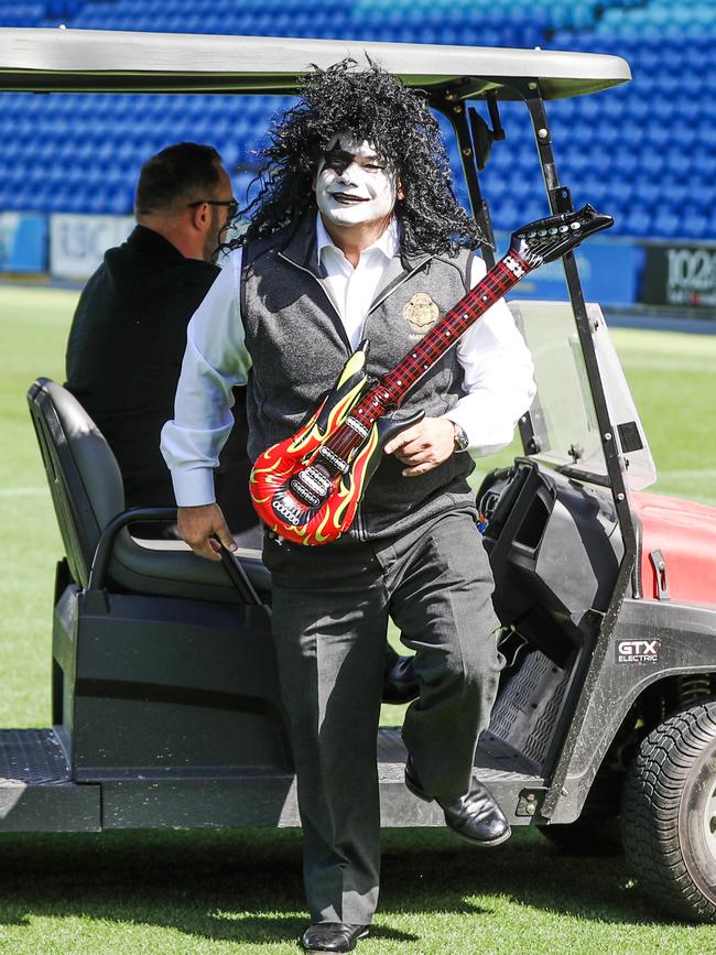 Mayor Tom Tate road-tests Cbus Super Stadium ahead of KISS’s Gold Coast show on September 10. Picture: Nigel Hallett