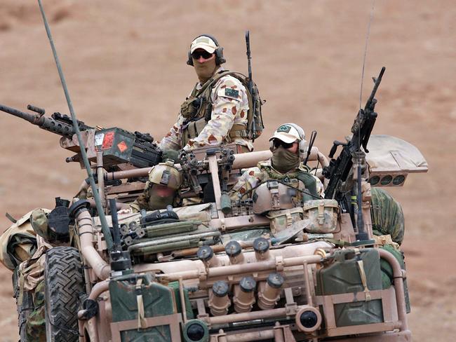 Australian Special Forces soldiers from the Special Operations Task Group based in Oruzgan Province in Afghanistan on patrol.