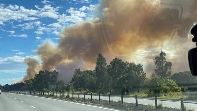 Fire burning at Duranbah, NSW, on Wednesday. Picture: NSW RFS