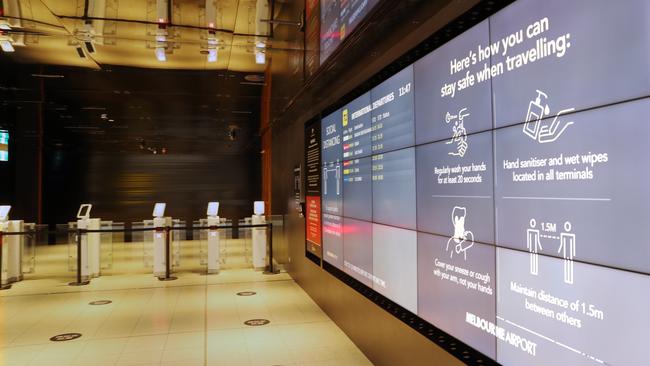 Melbourne Airport’s international departure gate. Airports are likely to look a lot different post-COVID-19. Picture: David Crosling/NCA Newswire