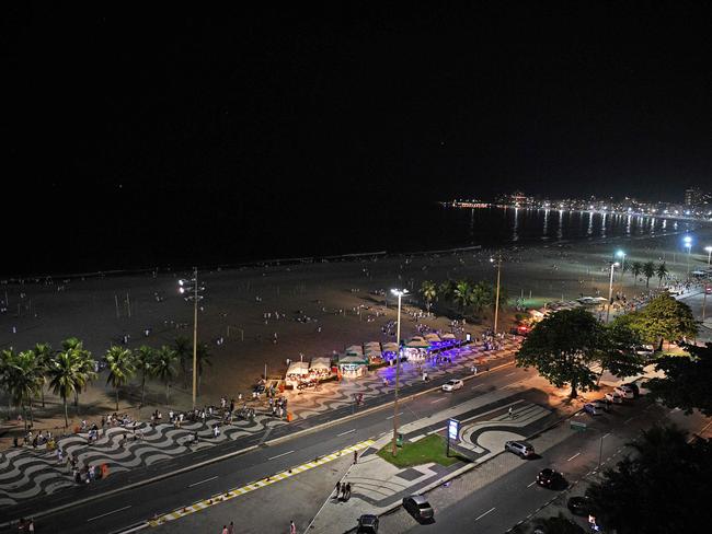 An almost empty Copacabana beach is seen on New Year's Eve, Rio de Janeiro, Brazil on New Year’s Eve. Picture: AFP