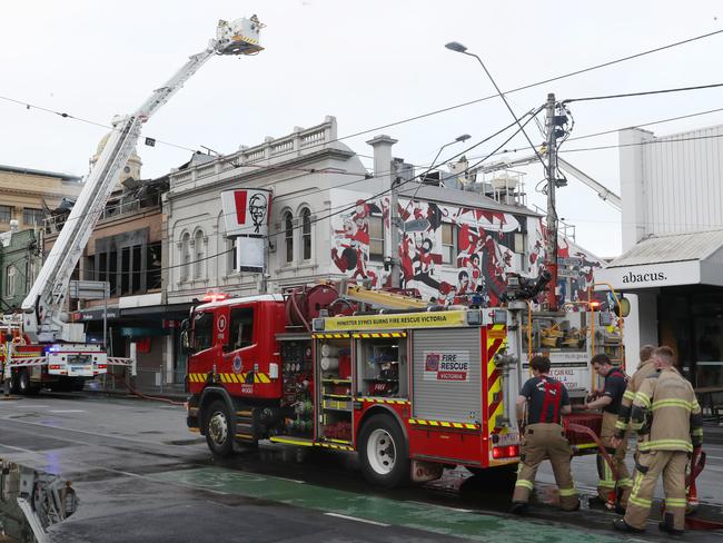 Fire crews at the scene on Thursday morning. Picture: David Crosling