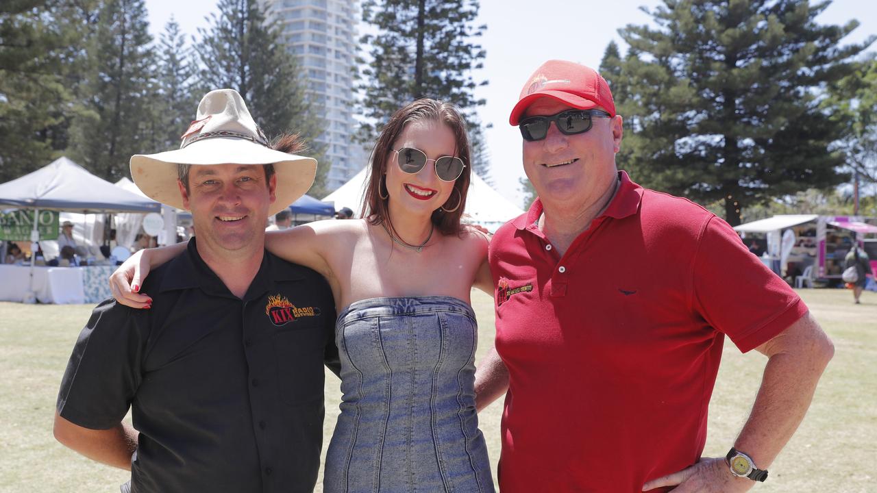 Andrew Greeenwood, Maddy Lyons and Geoff Dunn during the 10th Groundwater Country Music Festival. Picture: Regi Varghese