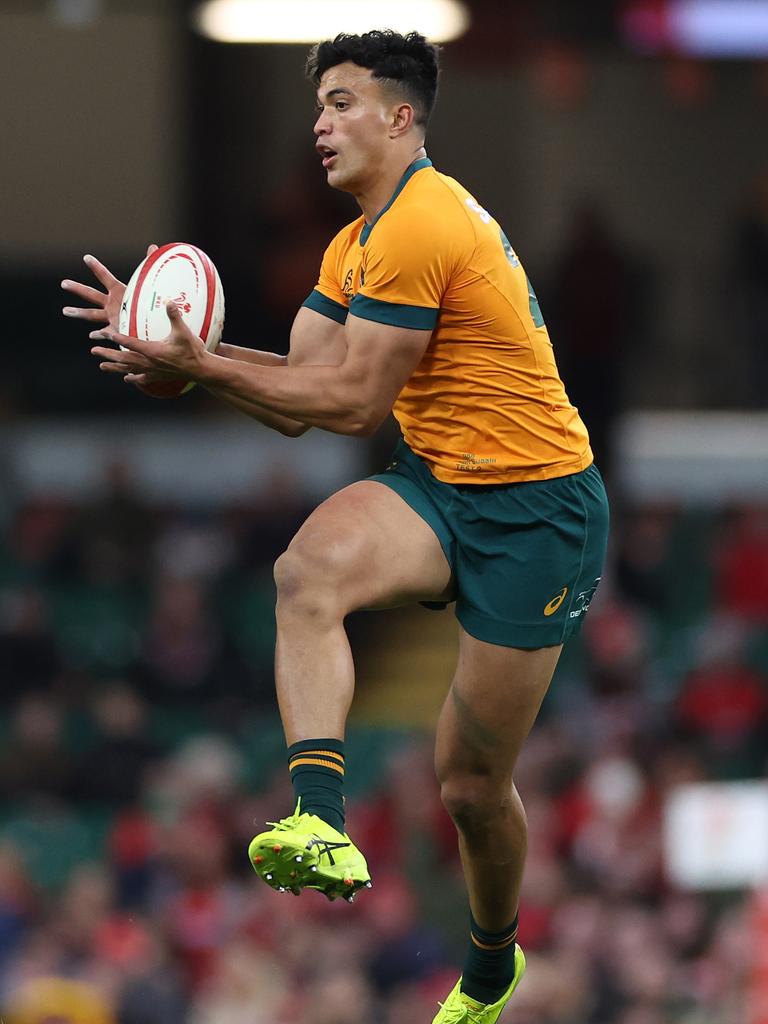 Joseph-Aukoso Suaalii playing for the Wallabies. Picture: Michael Steele/Getty Images.