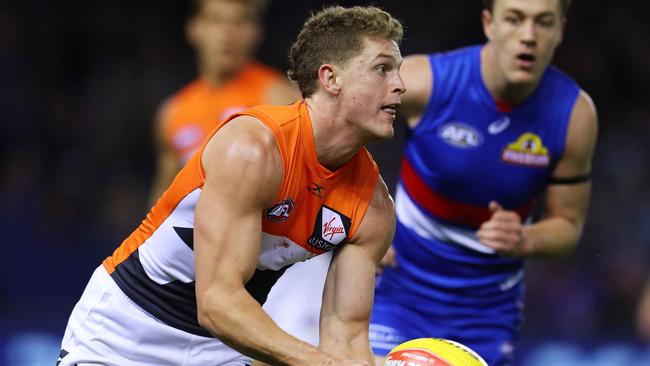 AFL Round 21. Western Bulldogs vs GWS at Etihad Stadium. GWS Giants Jacob Hopper . Pic: Michael Klein