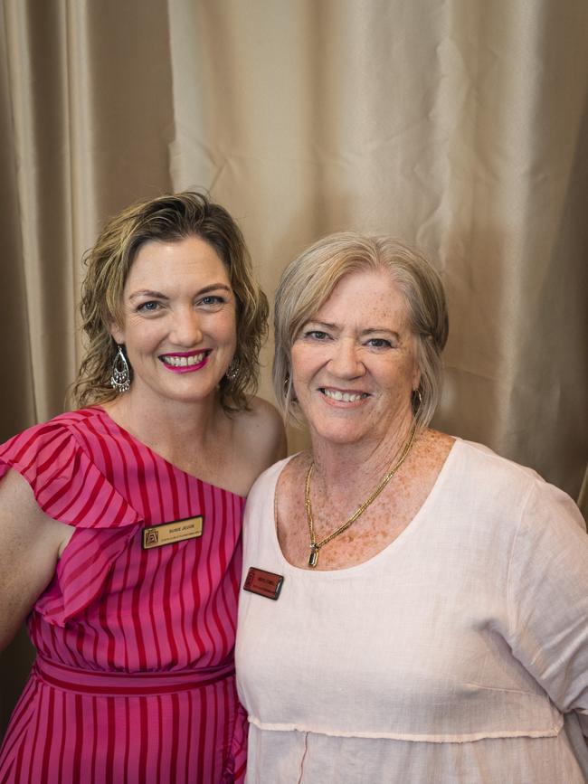 Susie Jeude (left) and Meryl Etwell at the International Women's Day lunch hosted by Zonta Club of Toowoomba at Picnic Point, Friday, March 3, 2023. Picture: Kevin Farmer