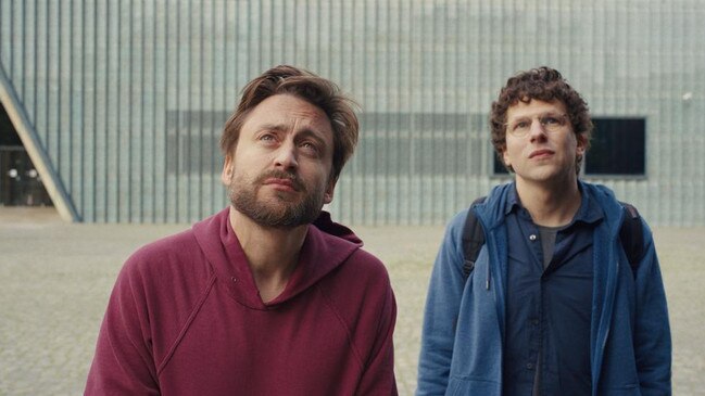 Kieran Culkin and Jesse Eisenberg in A Real Pain.