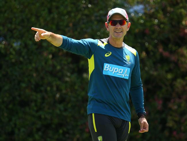 Justin Langer tells one of his cast members to exit stage right.