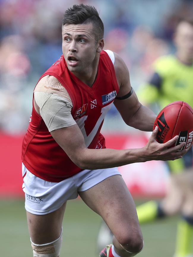 Robbie Young, in action during North’s semi-final against Sturt, is looking forward to starting his AFL career at St Kilda. Picture: Sarah Reed