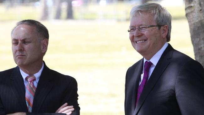 With Kevin Rudd in 2012. Picture: Jono Searle