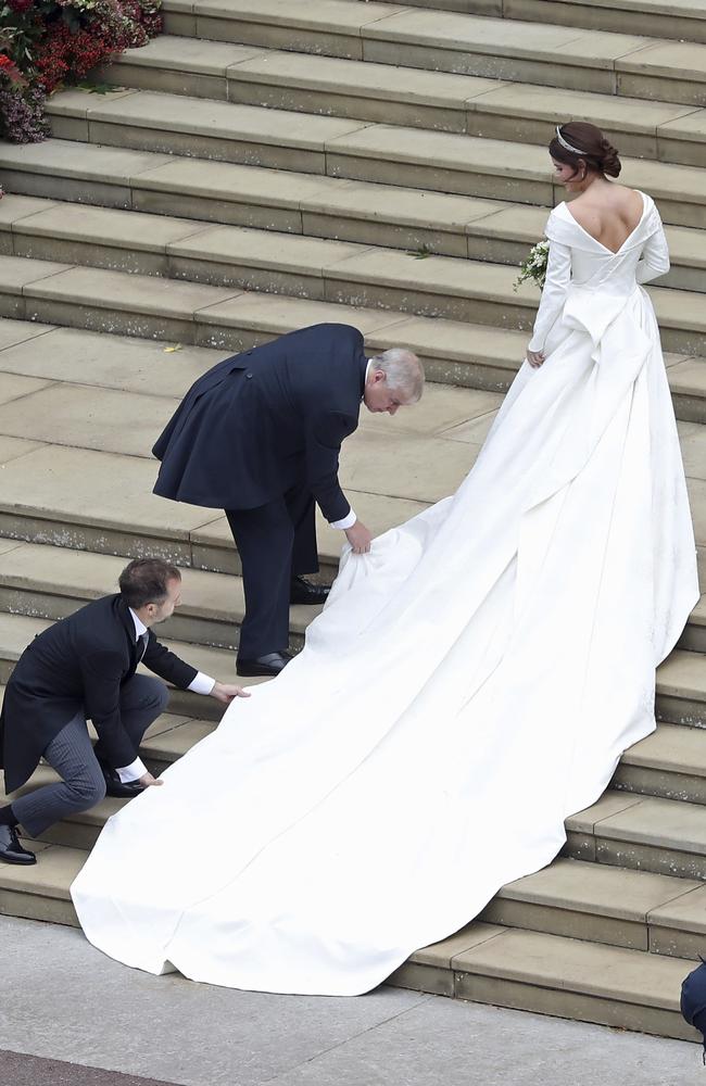 Princess Eugenie on arrival at St George's Chapel. Picture: AP