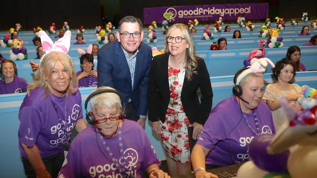 Premier Daniel Andrews with chairman of the Royal Children's Hospital Good Friday Appeal, Penny Fowler. Picture: David Crosling