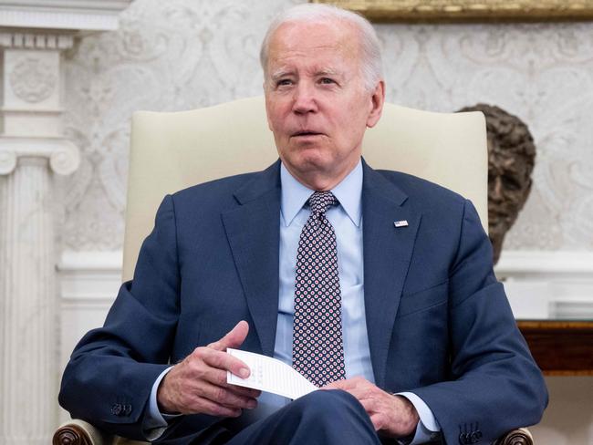 IUS President Joe Biden speaks during a meeting on the debt ceiling with US House Speaker Kevin McCarthy last week. Picture: AFP