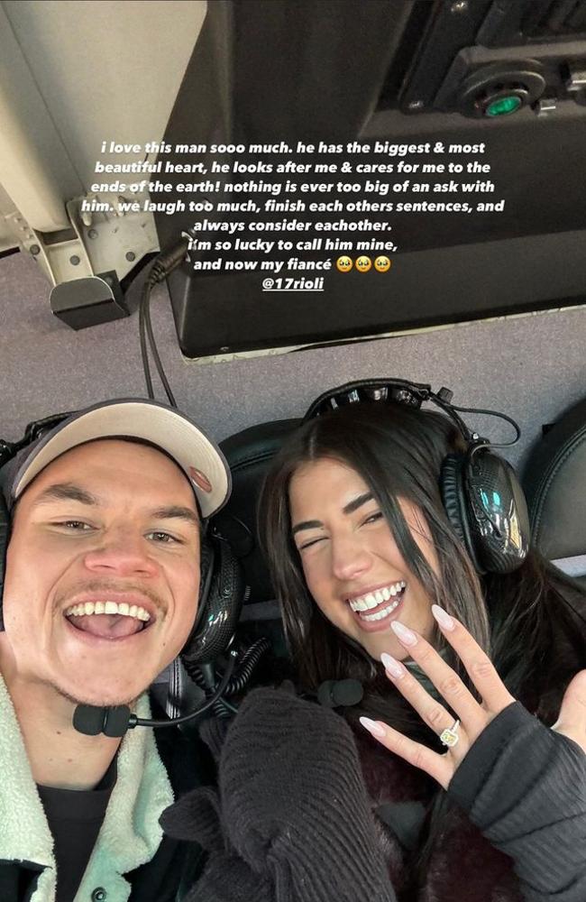 Paris Lawrence gushes over her now-fiancé in a story shared to Instagram after getting engaged. Picture: Instagram