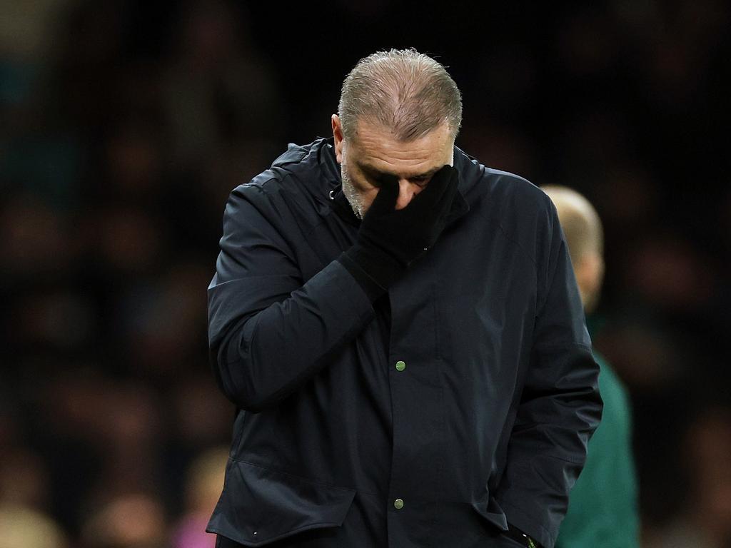 LONDON, ENGLAND - JANUARY 30: Ange Postecoglou, Manager of Tottenham Hotspur, reacts during the UEFA Europa League 2024/25 League Phase MD8 match between Tottenham Hotspur and IF Elfsborg at Tottenham Hotspur Stadium on January 30, 2025 in London, England. (Photo by Richard Pelham/Getty Images)